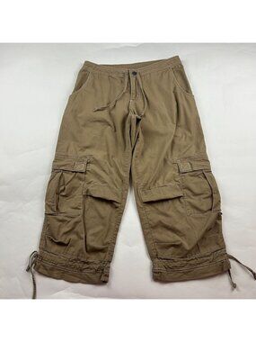 Prana Cocoa Brown Canvas Cargo Capri Pant S